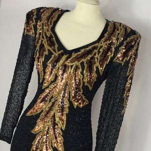 Vintage black sequins dress